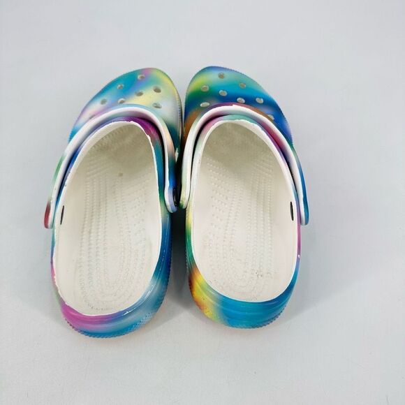 Crocs Classic Solarized Tie Dye Clog Solar Rainbow Pastel Print Women’s Size 11 - Picture 4 of 7